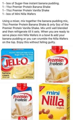 Drinks With Premier Protein, Dairy Free Shakes Protein, Vanilla Premier Protein Recipes, Premier Protein Pudding Recipe, Premier Protein Shake Recipes, Premier Protein Recipes, Bariatric Sweets, Protein Puddings, Premier Protein Shake