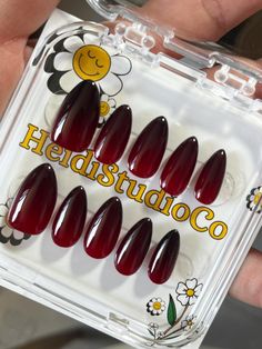 Hi, Beauty Welcome to HeidiStudioCo, hope you find a style you like. ♥ All nails are 100% hand-made with heart, if you any new ideas and customization are available. Fake Nail manufacture time: 2-5 business days MEASUREMENTS Measure your nail size on picture how to easily measure them.  or purchase the Sizing Kit. Link: https://heidistudioco.etsy.com/hk-en/listing/1504682281/press-on-nail-sizing-kit 𝐒𝐢𝐳𝐞: XS : 14mm, 11mm, 12mm, 10mm, 8mm S: 15mm, 11mm, 12mm, 11mm, 9mm M: 16mm, 12mm, 13mm, 12mm, 9mm L: 18mm, 13mm, 14mm, 13mm, 10mm If you would like a custom size, please fill out the personalization section under the product options. ★Package include: - 10 x handmade press on nails - 1 x mini nail buffer - 1 x cleansing nail wipe - 1 x gel adhesive tabs Note If you have any other questio Square Stiletto Nails, Black Press On Nails, Nails Luxury, Nails Fake, Fake Nail, Nail Buffer, Blood Red, Nail Sizes, Stiletto Nails