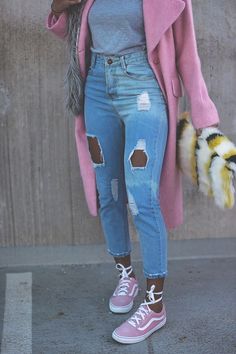 Faux Fur Double Up Vans Women Outfit, Estilo Vans, Dc Fashion, Glam Doll, Jeans Outfit Summer