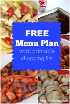 free menu plan with printable shopping list from eating on a dimecorn com