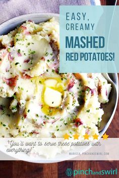 mashed potatoes with butter and parsley in a bowl