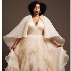 Champagne Colored High/Low Dress Size 3xl (22-24) New Wedding Dress Cape, Plus Size Ball Gown, Champagne Color Dress, Housing Ideas, Tulle Maxi Dress, Wedding Dress Champagne, Gown Plus Size, Plus Size Formal, Black Bride