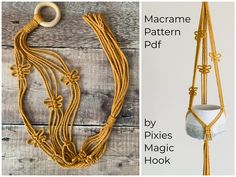 the macrame pattern is shown with instructions for how to make it and how to hang it