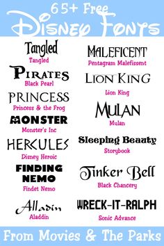 the disney font and numbers are all in different colors, shapes, and sizes for each character