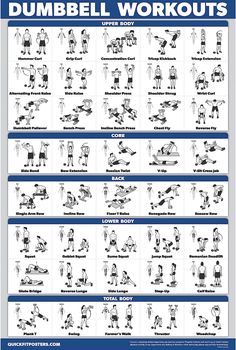 the dumbbell workout chart shows how to do it