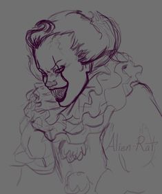 a drawing of a creepy clown