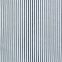 a blue and white striped shirting fabric with small pins on it's chest