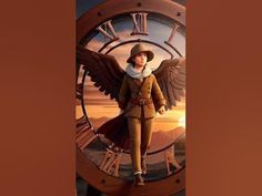 a clock with an angel standing on top of it