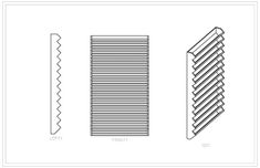 three different types of metal grates are shown in this drawing, and each has an individual's name on it