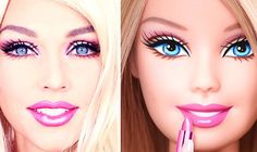 Some of makeup artist Kandee Johnson's transformations Doll Makeup Tutorial, Kandee Johnson, Barbie Halloween Costume, New Barbie Dolls, Barbie Halloween, Doll Eye Makeup, Barbie Makeup, Barbie Costume, How To Do Makeup