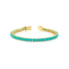 The classic piece you've always had your eyes on. Our tennis bracelet looks fresh with a singular strand of turquoise stones set in yellow gold that we wear all day, every day. Available in multiple lengths to insure a perfect fit. Stone Bracelet Gold, Turquoise Stone Bracelet, Multicolor Jewelry, Sleeping Beauty Turquoise, Turquoise Stones, Gemstone Bracelets, Tennis Bracelet, Women Accessories Jewelry, We Wear