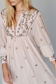 Slide View 4: Bali Golden Sun Dress Sundress With Sleeves, Beautiful Mini Dresses, Free People Long Sleeve, Golden Sun, Embroidery Fashion, Sun Dress, Autumn Fashion Women, Long Sleeve Mini Dress, Free People Dress