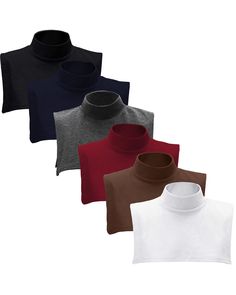 PRICES MAY VARY. Various colors: you will receive several pieces of fake winter turtlenecks, come in assorted colors, enough quantity and rich color to meet your daily wear and replace, the classic solid color, which goes well with most clothes, gives both women and men a simple clean look Simple and generous fake collar: this simple fake turtleneck half top collar, without the complicated sleeve design, fits well around your neck and shoulders, or can be tucked into a jacket, cardigan, coat or Cheap Turtleneck Tops For Layering, Dickey Collar, Faux Turtleneck, Turtleneck Fashion, Wellness Board, Collar For Women, Blouse Collar, Half Top, False Collar