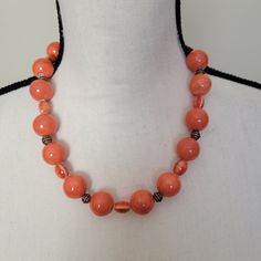 Ceramic Bead Necklace New With Tag-Acquired From Boutique Liquidation Handcrafted 20" Lobster Clasp Antique Brass Metal Beads Coral Polished Beaded Necklaces, Coral Polished Beaded Necklace, Elegant Coral Beaded Necklaces With Large Beads, Coral Beaded Necklaces With Large Beads, Adjustable Coral Beaded Necklaces With Polished Beads, Adjustable Coral Necklace With Large Beads, Coral Necklaces With Polished Beads, Coral Necklaces With Faceted Round Beads, Adjustable Large Bead Coral Necklace