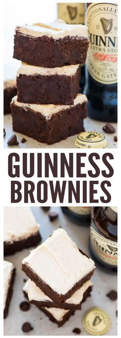 guinness brownies are stacked on top of each other