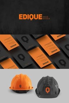 an orange and black logo for a construction company