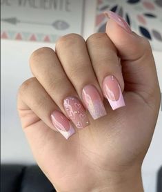 On Nails Tips White French & Heart Pattern Acrylic Fake Nail,Fit Perfectly & Medium Length Design #nail #nailidea #fakenail #naildesign #nailart #frenchtipnaildesigns  #nailglitter #acrylicnaildesigns #2024nailtrends #patternnail Pink French With Heart, Nail Pink French, Nails Tips White, French With Heart, Nail Pink, Holloween Nails, Pink Gel Nails, Nail Art Gel