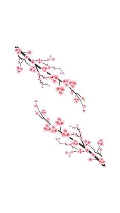 some pink flowers are in the air on a white background and there is no image to describe