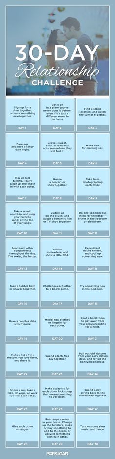 Spice Up Your Relationship With This 30-Day Challenge may have to stretch it out to a year. Lol. Couple Challenge, Marriage Challenge, Honeymoon Phase, Relationship Challenge, Day Challenge, The Perfect Guy, 30 Day Challenge, Fifth Harmony