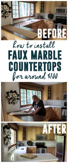 how to install faux marble countertops for around $ 10 or less in the kitchen