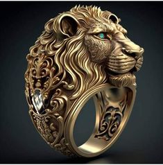 Venus Art, 3d Lion, Mens Ring Designs, Inexpensive Jewelry, Lion Ring, Gold Lion, African Lion, Mens Gold Jewelry, Head Ring