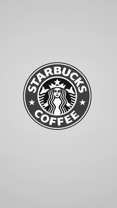 the starbucks logo is shown in black on a gray background, with stars around it