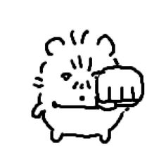 a black and white drawing of a hedgehog holding a piece of bread in it's mouth