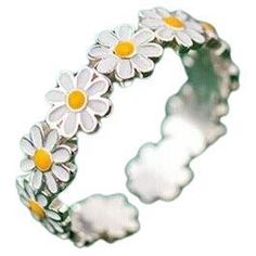 Trendy Korean Style Daisy Flower Rings For Women Sweet Cute Ring 925 Silver Gift Shape Flower Ring Size 7 Base Metal Sterling Silver Material 925 Sterling Silver, Enamel Total Carat Weight 0.24 & Under Certification 925 Hallmark Metal Purity 925 Band Width 2 mm A P P R O X T I M E All items are custom made to order. Our approx time is about 6 - 10 business days. This can change during peak season Note: There May Be Little Variation In Colour Between Image And Actual gemstone due to the resolutio Flower Rings, Cute Ring, Indian Gifts, Cute Rings, Silver Gifts, Silver Enamel, Silver Material, Flower Ring, Rings For Women