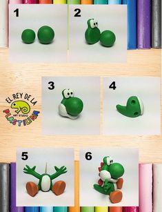 the instructions for how to make an action figure from clay and colored crayons