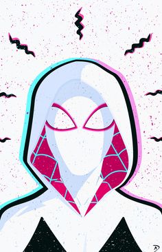 an illustration of a person wearing a hoodie with spider - man on it's face