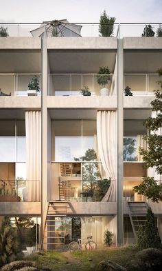 an artist's rendering of a modern apartment building with balconies and balconyes