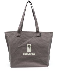 Rick Owens DRKSHDW logo-print Canvas Tote Bag - Farfetch Converse Logo, Cotton Shopping Bags, Converse Shop, Printed Canvas Tote Bag, Bag Mockup, Mini Logo, Rick Owens Drkshdw, Brown Canvas, Cotton Logo