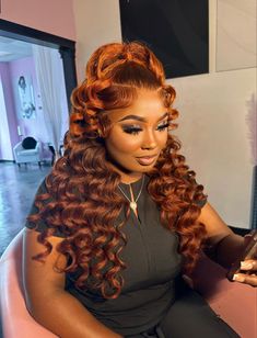 Ginger Frontal Wig, Ginger Frontal, Black Hair Updo Hairstyles, Sleek Ponytail Hairstyles, Frontal Wig Hairstyles, Birthday Hairstyles, Ponytail Wig