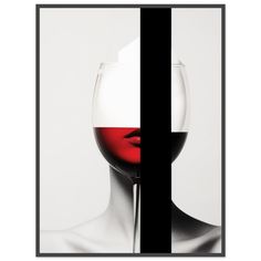 a woman's face with a glass of red wine in front of her head