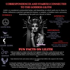 corresponding and symbols connected to the goddess lilith Lilith Essential Oils, Lilith And Hecate, Lilith Information, Lillith Goddess Mythology, Symbols Of Lilith, Lilith Correspondence, Lilith Offerings, Goddess Lilith Aesthetic, Lilith Altar Ideas