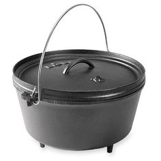 a black pot with a handle on it