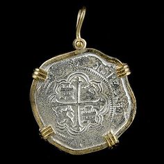 Atocha Jewelry - Large Pieces of 8 Silver Coin with Date Pendant - Virtual Treasure Chest Spanish Treasure, Ancient Coin Pendant, Cut Coin Jewelry, Gold Dollar, Spanish Galleon, Sunken Treasure, Silver Ingot, Gold And Silver Coins, Gold Overlay