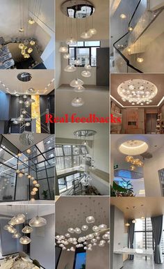 many different images of chandeliers hanging from the ceiling