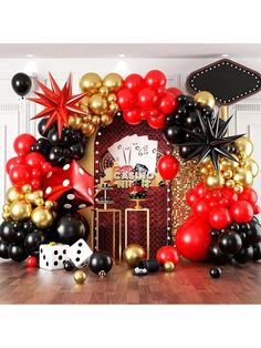 a party scene with balloons and decorations