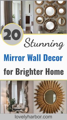 20 Mirror Wall Decor Ideas To Brighten Your Home Small Mirrors On Wall, Mirrors On Wall, Elegant Entryway, Mirror Frame Diy, Small Wall Mirrors