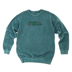 This comfy sweatshirt is perfect for relaxing by the campfire, and features retro type and hand-illustrations.  This design includes an SUV and mountains for folks that like to camp in their vehicle. This sweatshirt is made with a garment dyed pre-shrunk fleece that's buttery soft yet resistant to pilling.  The color has a vintage washed-out look for a casual vibe.  Be sure to check the size chart to determine your perfect fit. Each shirt is made when it's ordered, please allow one week before your item is shipped.  If you need it sooner, just send a note and we'll do our best to make that happen!  All designs copyright protected by Nurtured by Nature Studio LLC Casual Cotton Sweatshirt For Adventure, Crew Neck Cotton Sweatshirt For Camping, Cotton Crew Neck Sweatshirt For Camping, Relaxed Cotton Sweatshirt For Camping, Cotton Relaxed Fit Sweatshirt For Camping, Camper Car, Retro Type, Hiking Shirt, Embroidered Crewneck