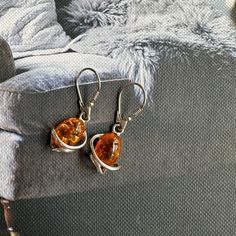 Genuine 925 Sterling Silver Amber Earrings. Excellent Condition, Never Worn. Offers Welcome! Classic Amber Sterling Silver Earrings, Amber Sterling Silver Earrings, Amber Sterling Silver Hypoallergenic Earrings, Hypoallergenic Sterling Silver Amber Earrings, Hypoallergenic Amber Sterling Silver Earrings, Shifting Closet, Amber Earrings, Earrings Color, Color Orange