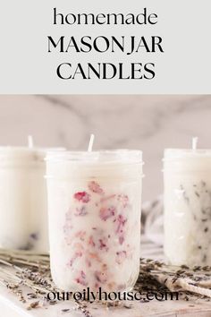 homemade mason jar candles with text overlay