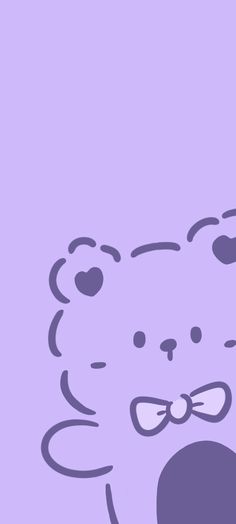 a drawing of a teddy bear with a bow tie on it's head, sitting in front of a purple background