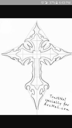 a drawing of a cross with the words,'tattoo specialty for acnel - leon