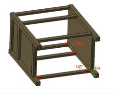 an image of a wooden table with measurements for the top and bottom drawers on it