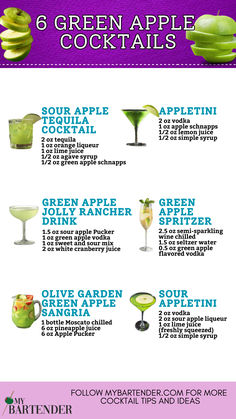 Green Apple Cocktail Recipes Green Apple Cocktail, Green Apple Cocktails, Jolly Rancher Drink, Apple Cocktails, Apple Cocktail Recipes, Green Apple Vodka, Sour Apple Pucker, Apple Pucker, Apple Vodka