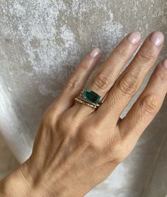 Jessica Mccormack, Elongated Cushion, Emerald Cut Rings, Claw Setting, Bling Rings, Put A Ring On It, East West, Jewelry Inspo