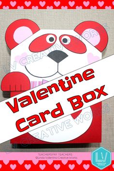 valentine card box with the words creative creations on it and a bear holding a sign