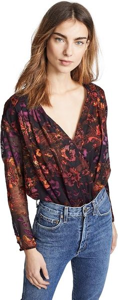 ASTR the label Women's Long Sleeve Wrap Front Blouse Bodysuit, Plum Red Floral, XS : Amazon.co.uk: Fashion Brazilian Cut, Bodysuit Fashion, Astr The Label, Womens Clothing Stores, Formal Outfit, China Fashion, S Models, Online Womens Clothing